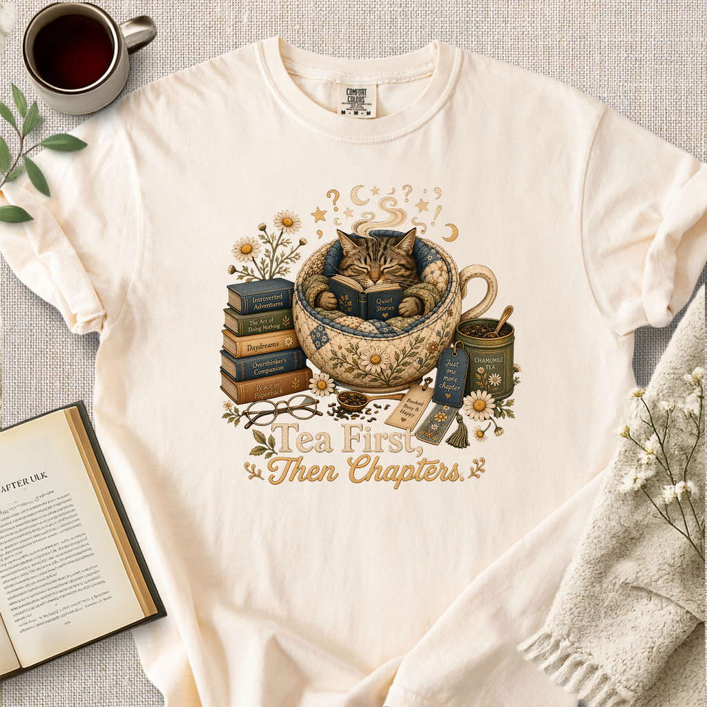 "Tea First, Then Chapters" Cozy Tee