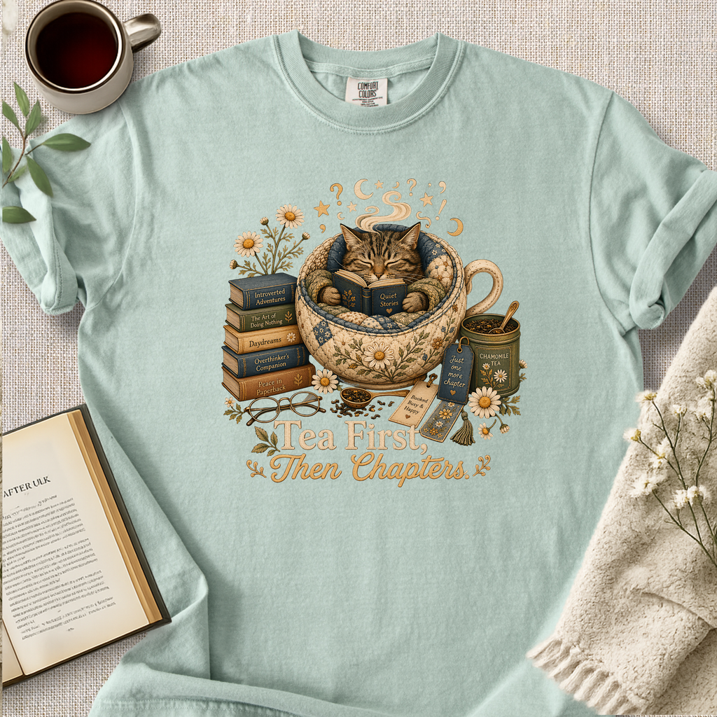 "Tea First, Then Chapters" Cozy Tee