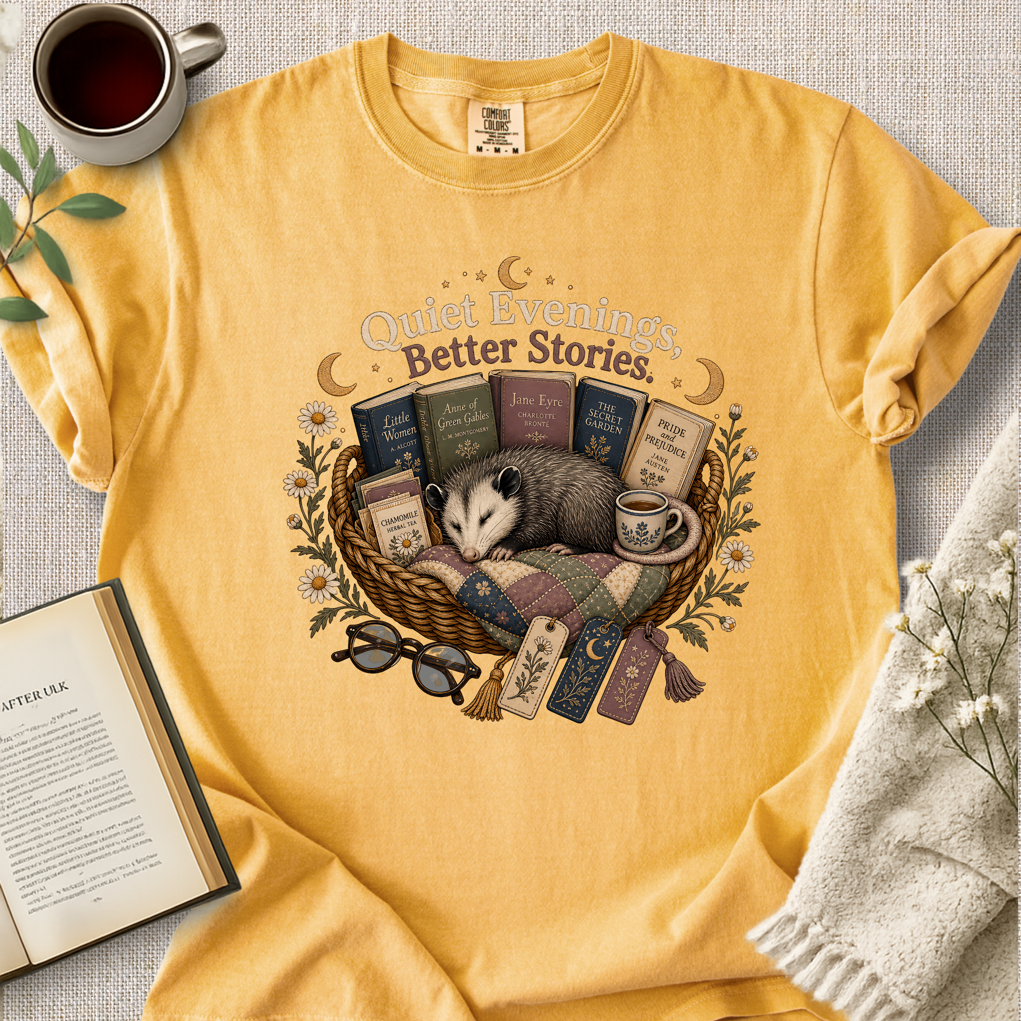 "Quiet Evenings, Better Stories" Cozy Tee
