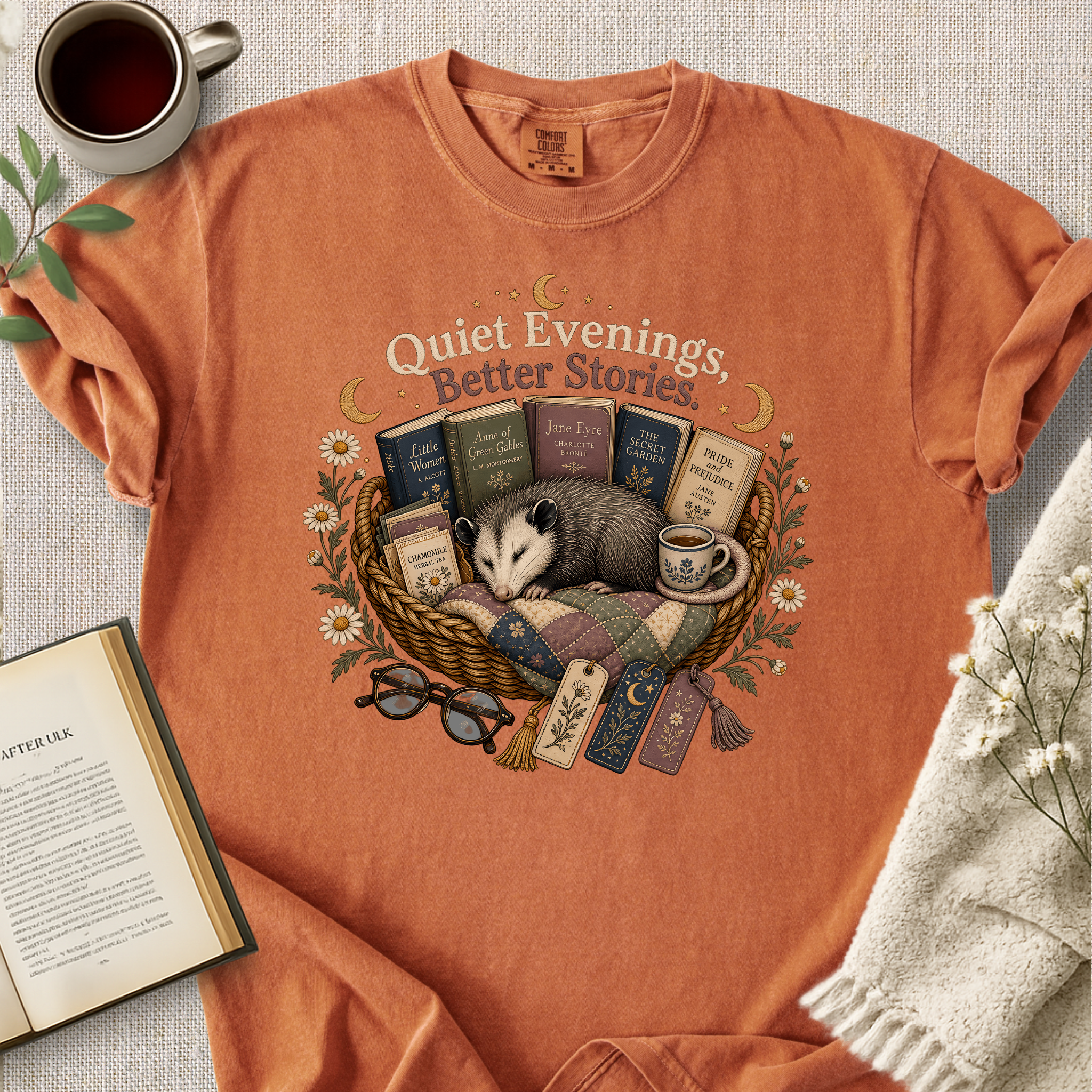 "Quiet Evenings, Better Stories" Cozy Tee