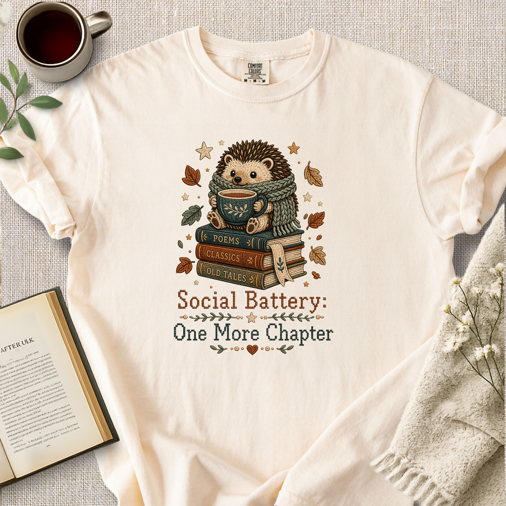 "Social Battery:  One More Chapter" Cozy Tee