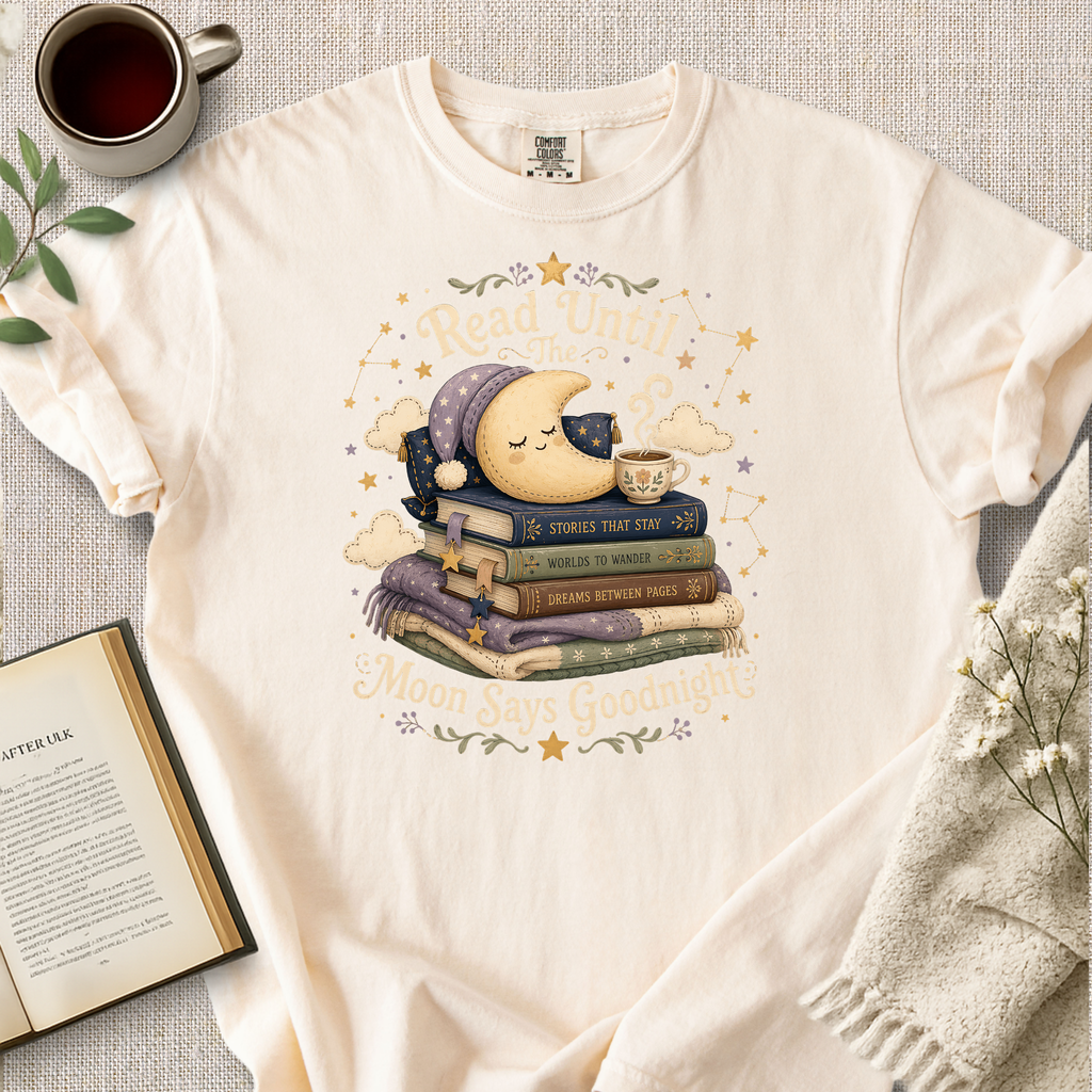 "Read Until The Moon Says Goodnight" Cozy Tee