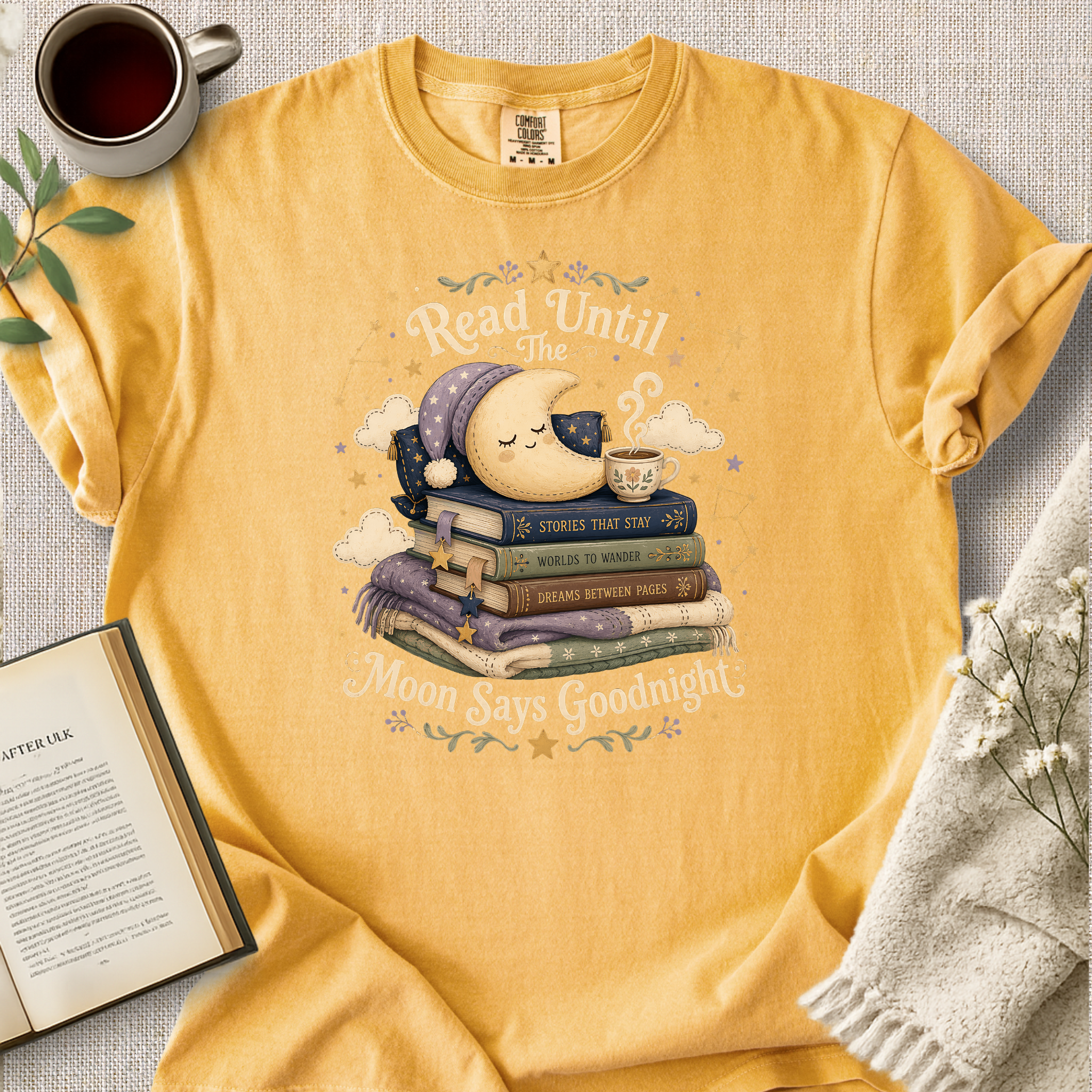 "Read Until The Moon Says Goodnight" Cozy Tee