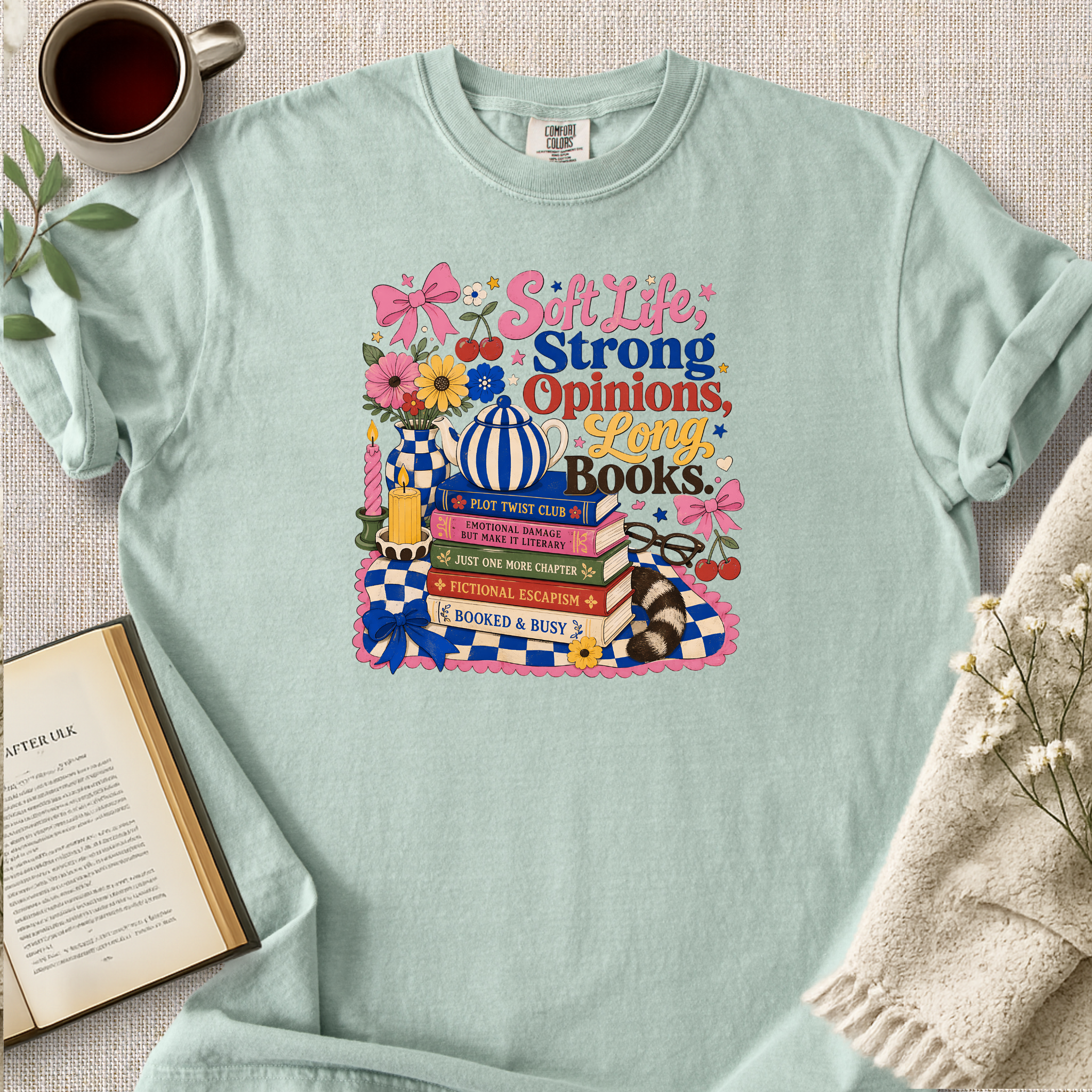 "Soft Life, Strong Opinions, Long Books" Cozy Tee