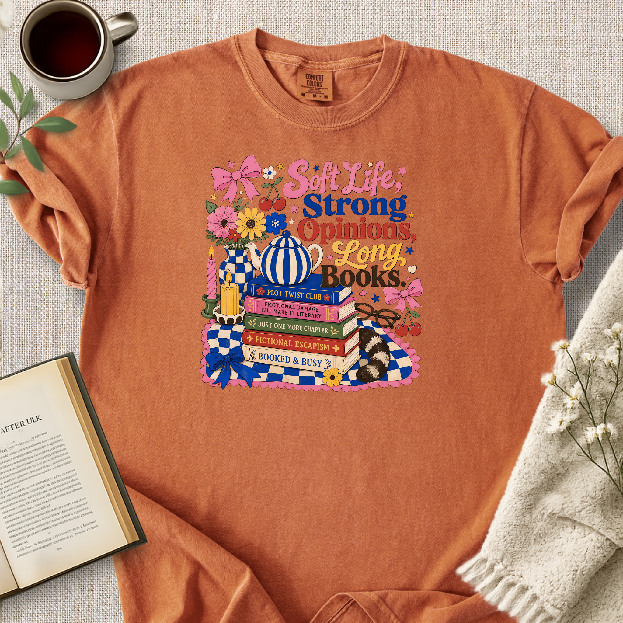 "Soft Life, Strong Opinions, Long Books" Cozy Tee