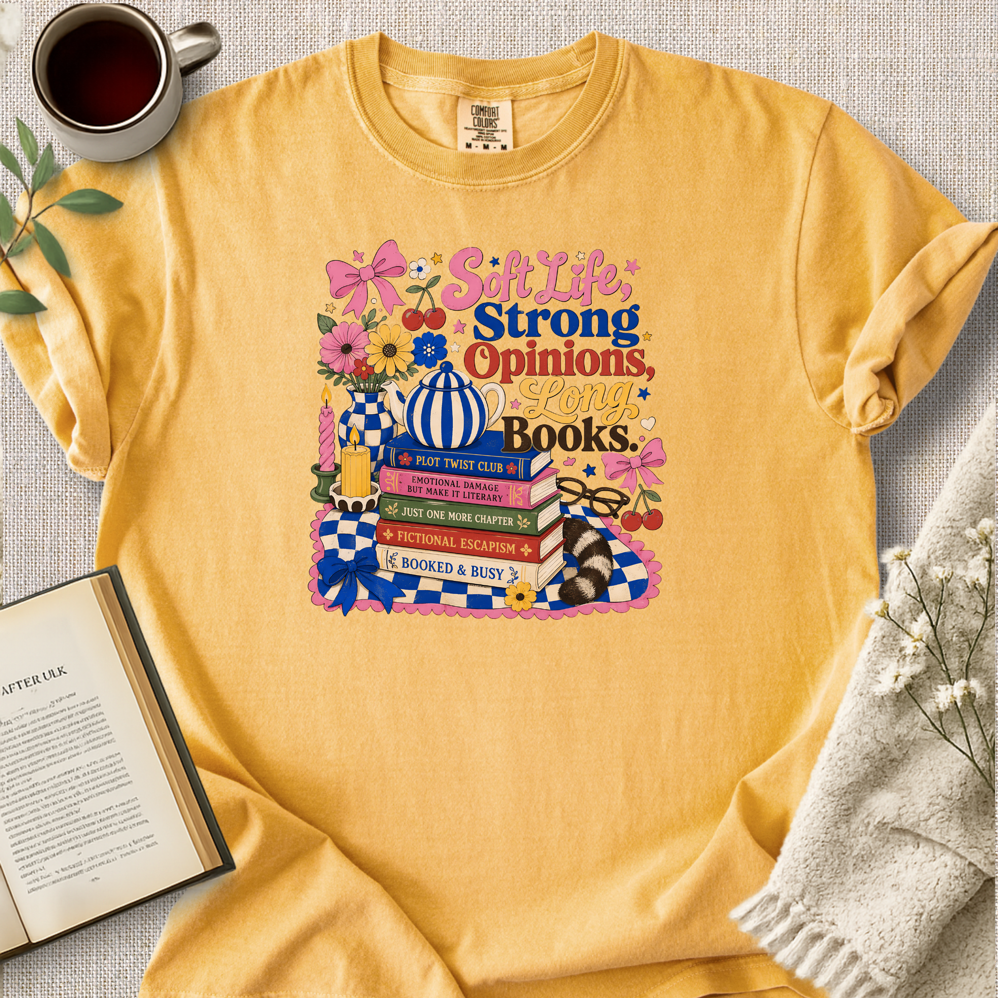 "Soft Life, Strong Opinions, Long Books" Cozy Tee