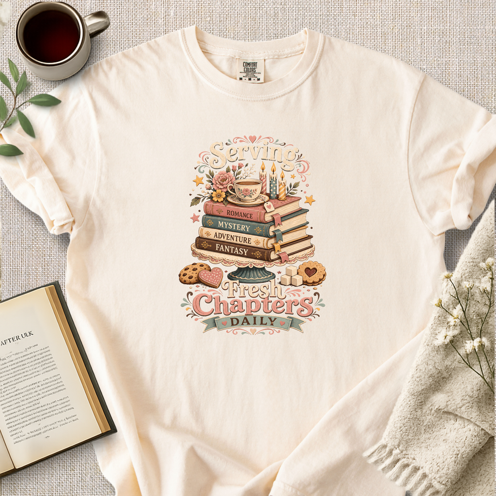 "Serving Fresh Chapters Daily" Cozy Tee