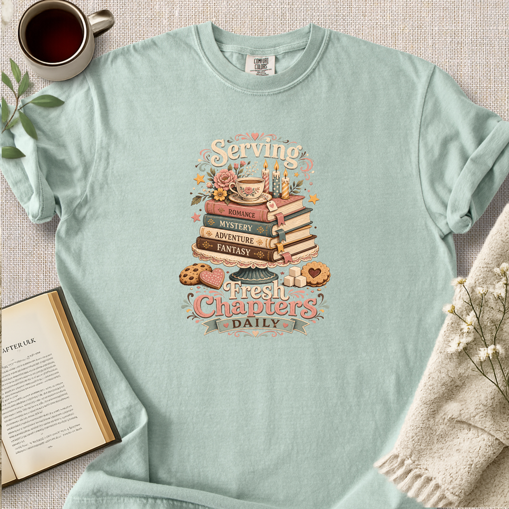 "Serving Fresh Chapters Daily" Cozy Tee