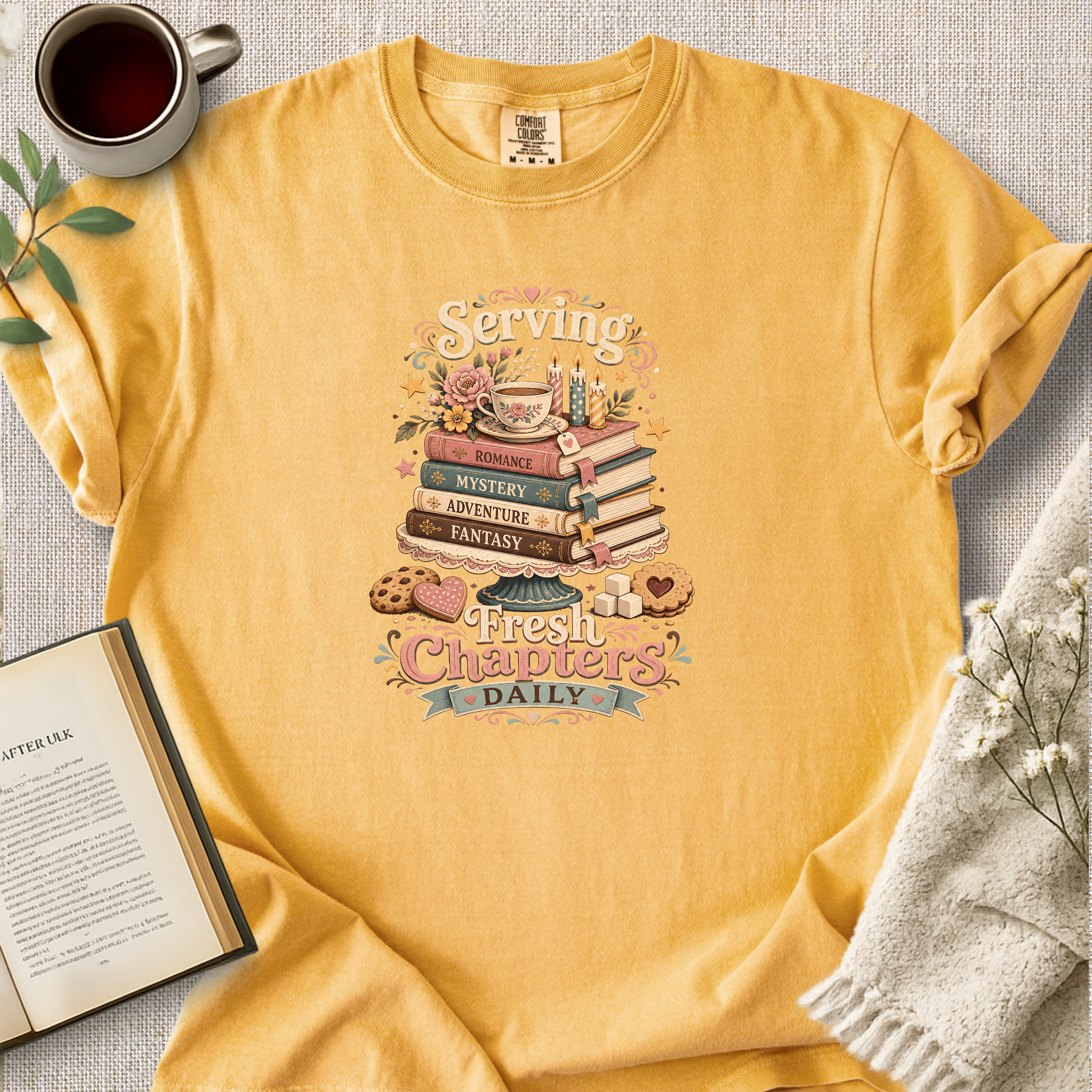 "Serving Fresh Chapters Daily" Cozy Tee