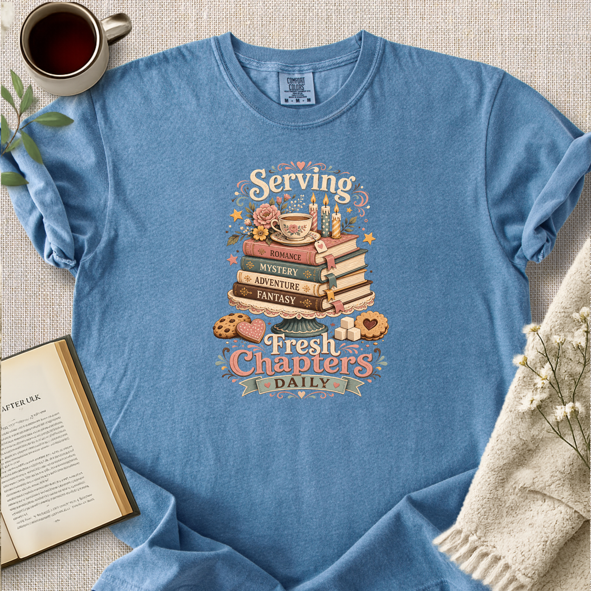 "Serving Fresh Chapters Daily" Cozy Tee