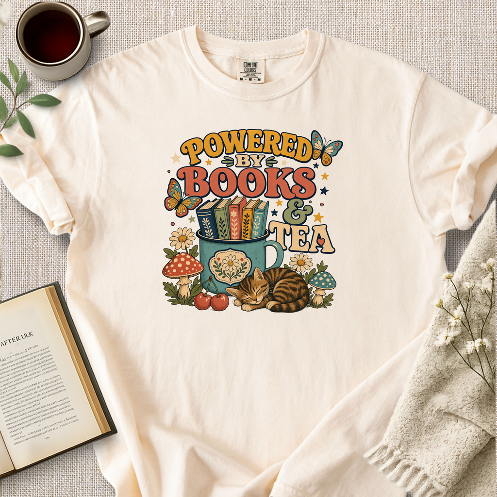 "Powered By Books And Tea" Cozy Tee