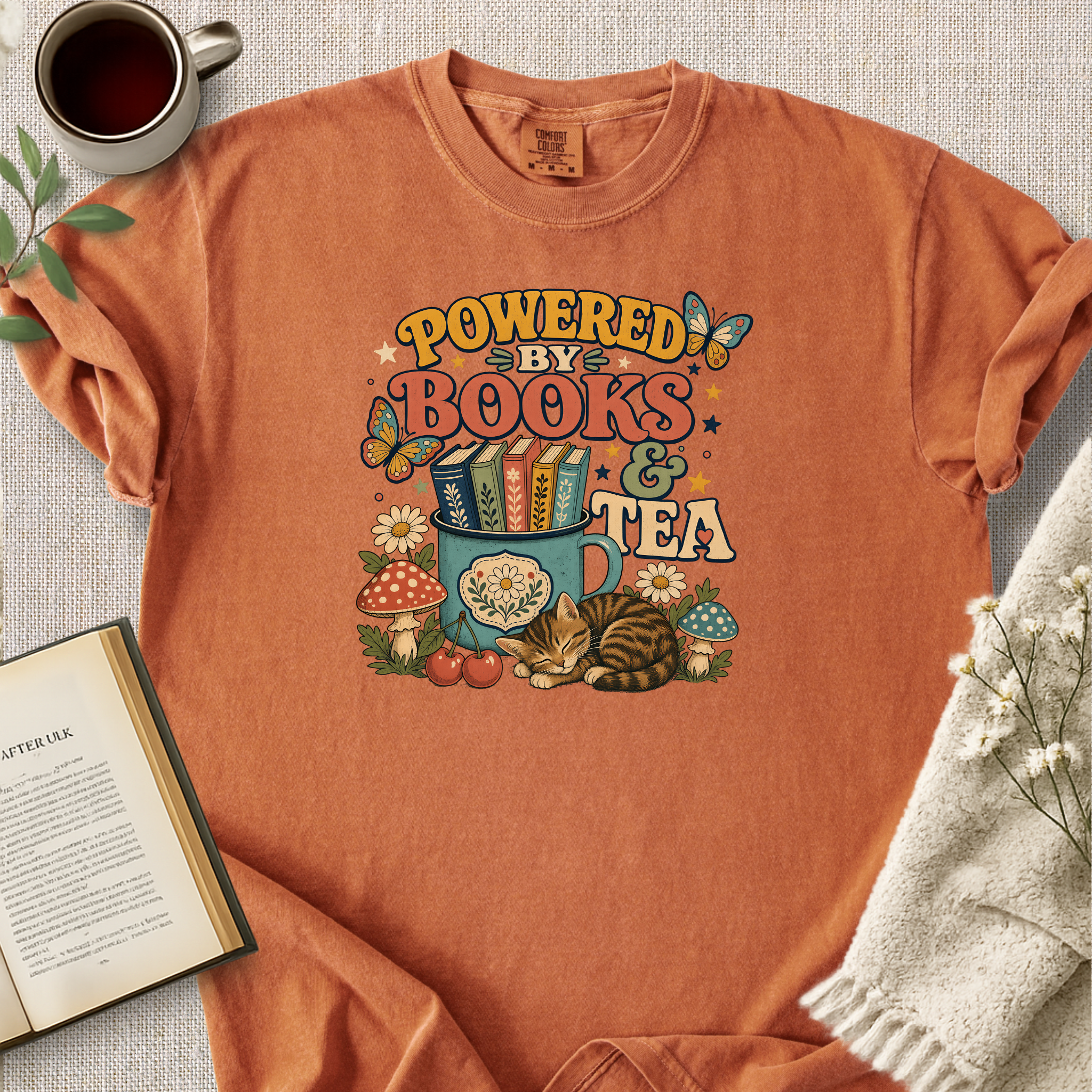 "Powered By Books And Tea" Cozy Tee