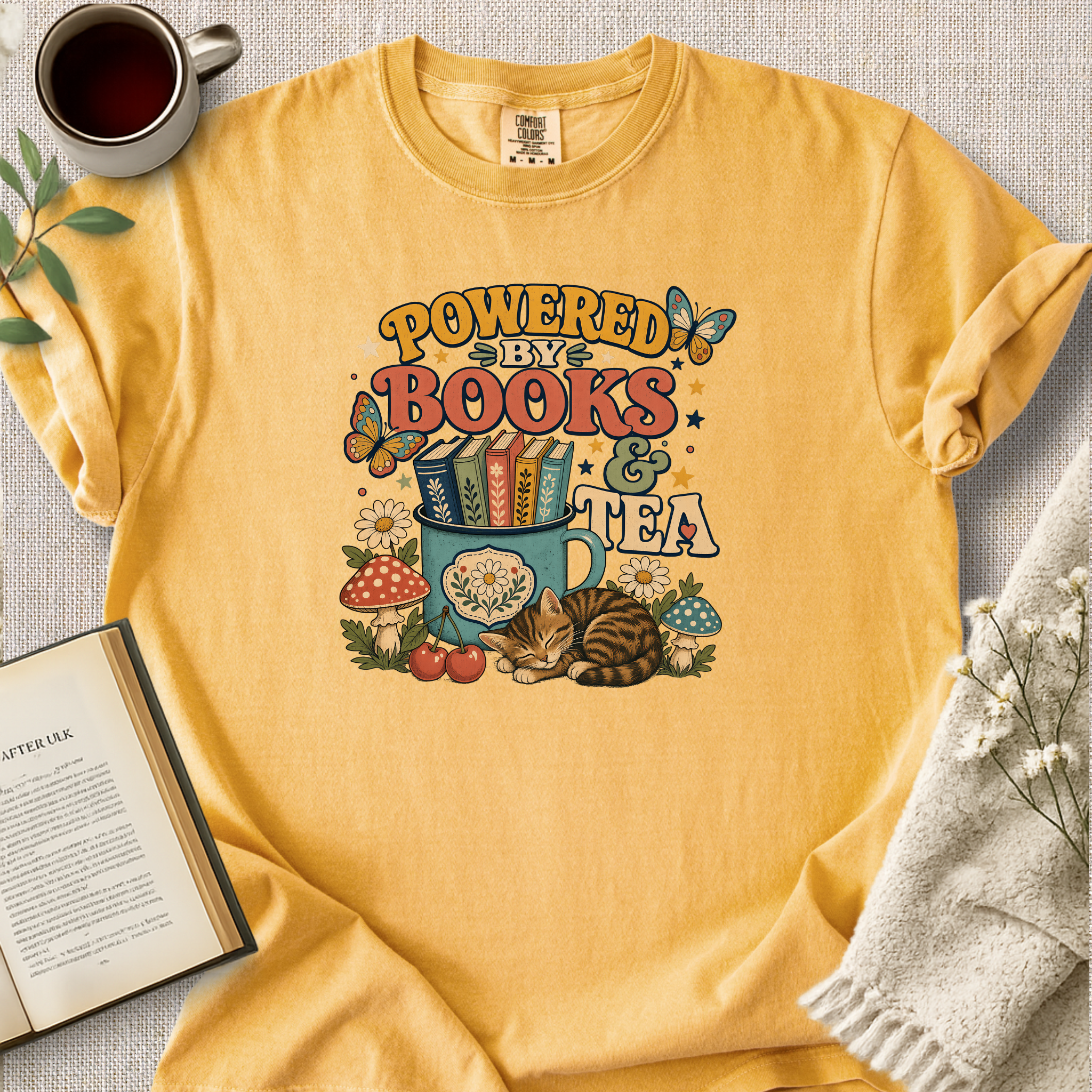 "Powered By Books And Tea" Cozy Tee