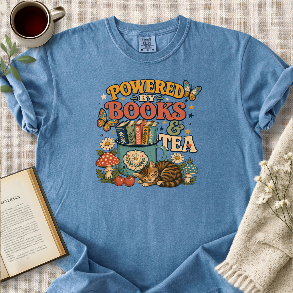 "Powered By Books And Tea" Cozy Tee