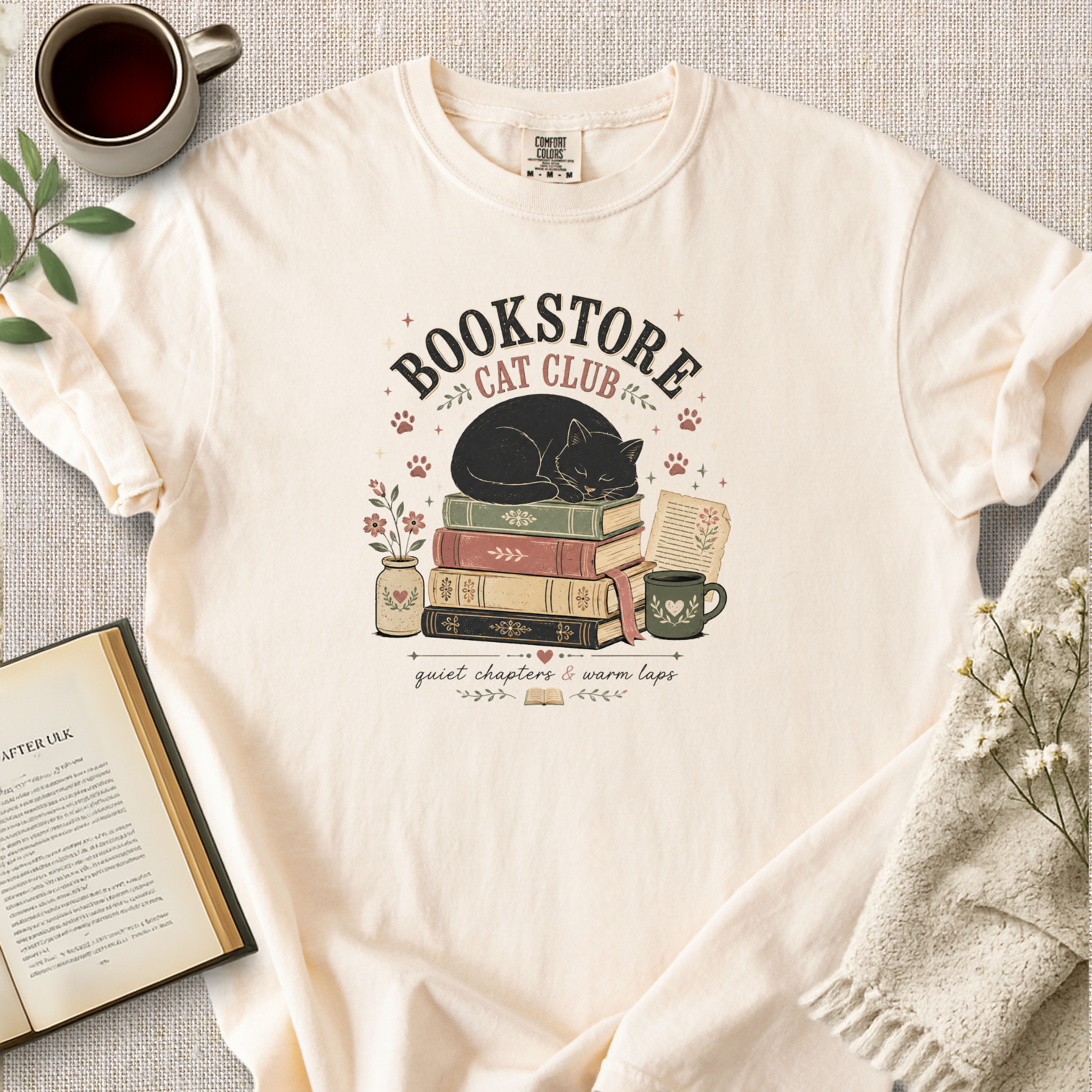 Copy of "Bookstore Cat Club" Cozy Reading Tee