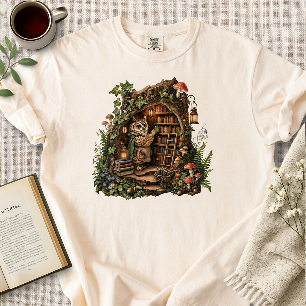 Owl In The Library Cozy Tee