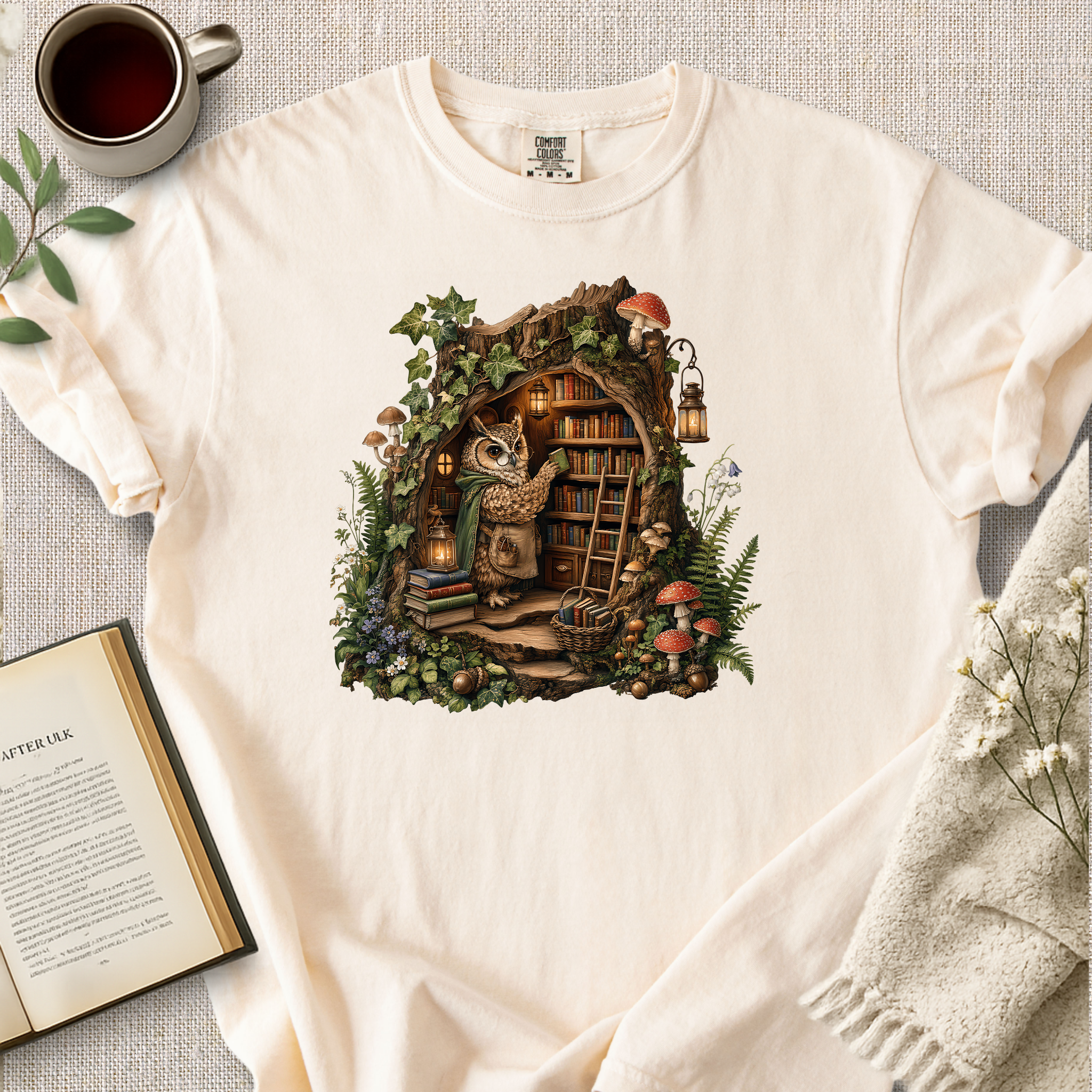 Owl In The Library Cozy Tee