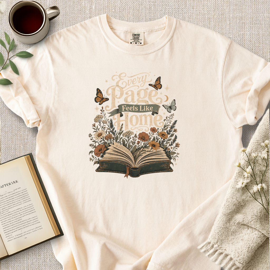 "Every Page Feels Like Home" Cozy Reading Tee
