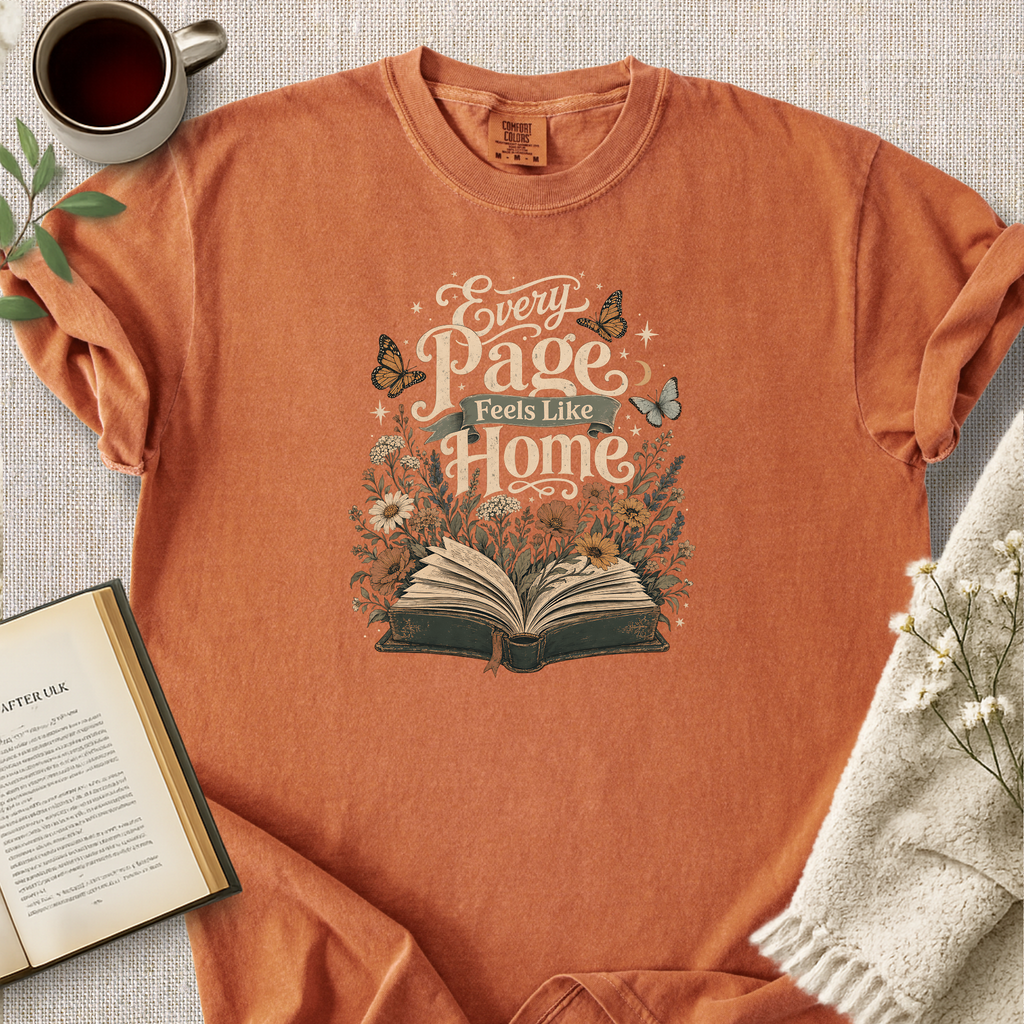 "Every Page Feels Like Home" Cozy Reading Tee