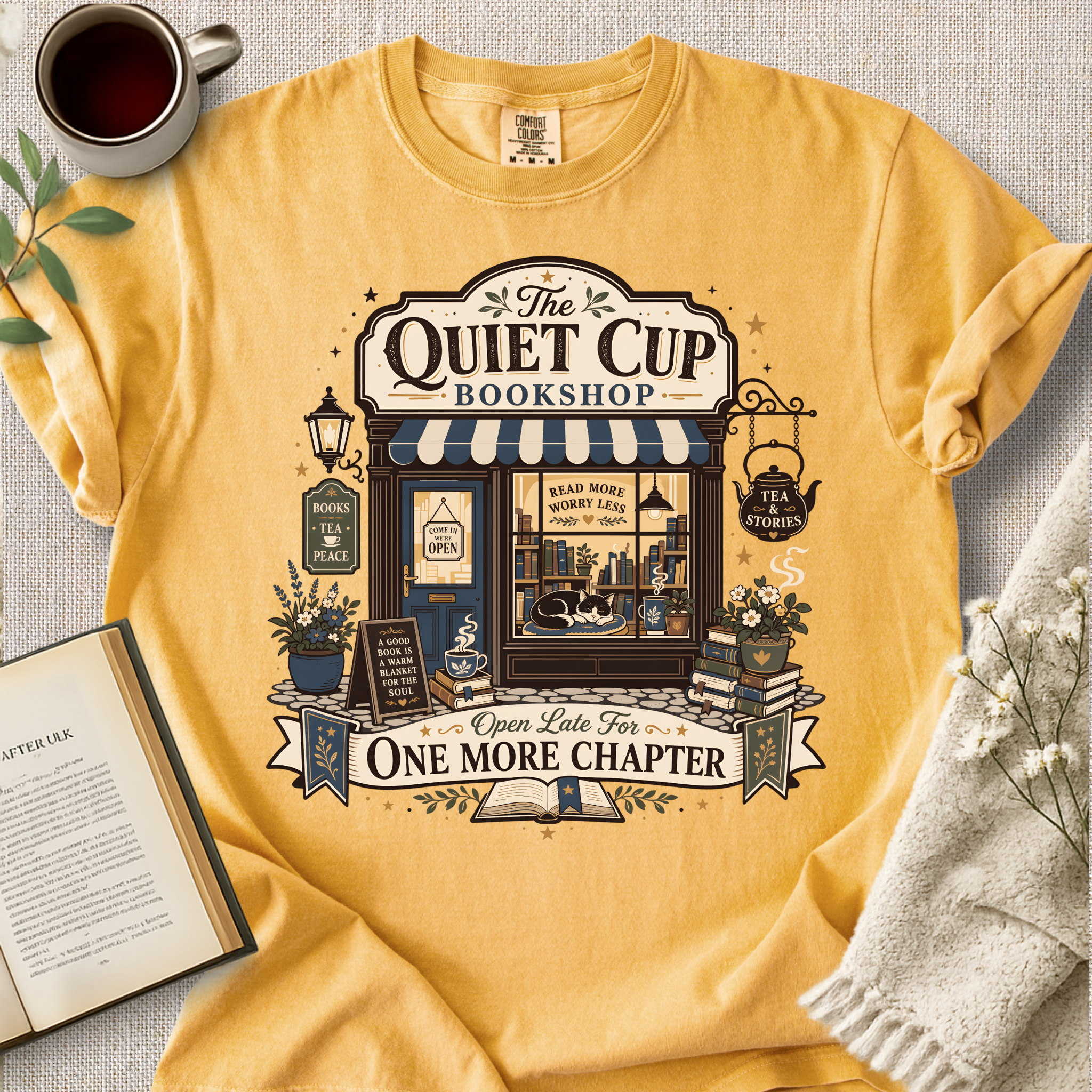 "The Quiet Cup Bookshop" Cozy Tee