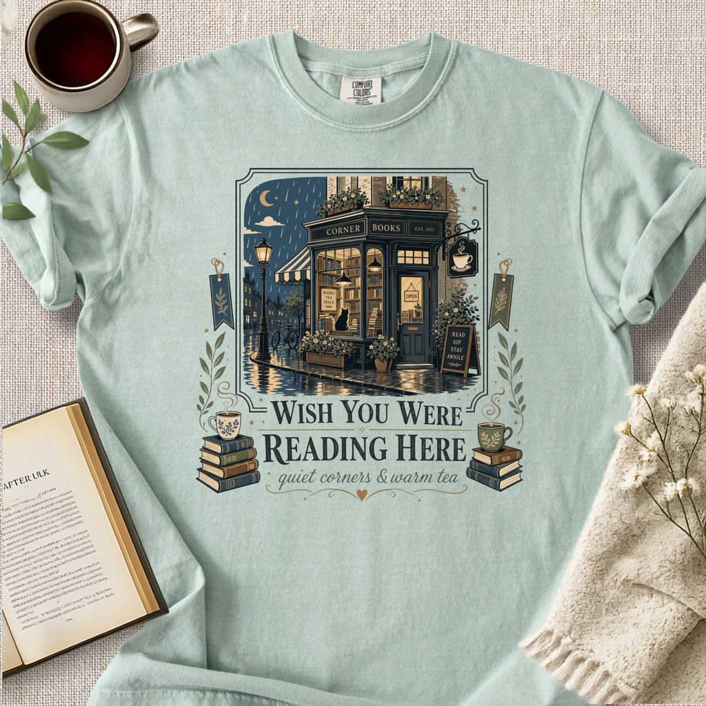 "Wish You Were Reading Here" Cozy Tee