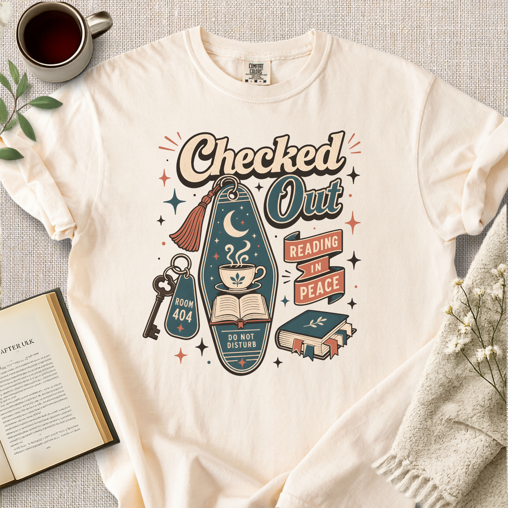 "Checked Out, Reading In Peace" Cozy Tee