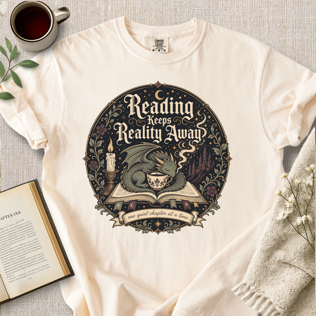"Reading Keeps Reality Away" Cozy Tee