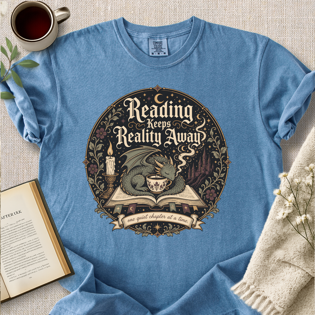 "Reading Keeps Reality Away" Cozy Tee