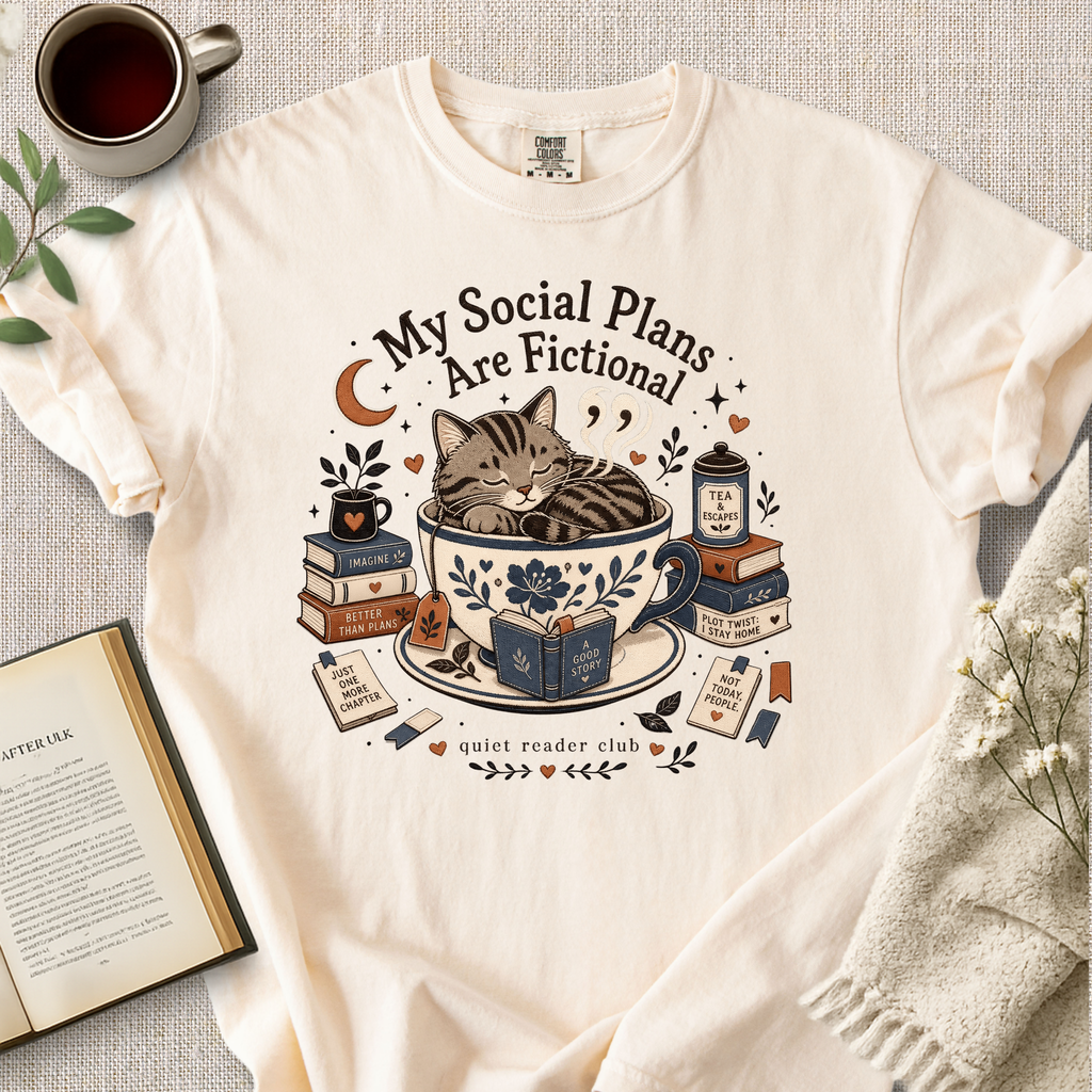 "My Social Plans Are Fictional" Cozy Tee