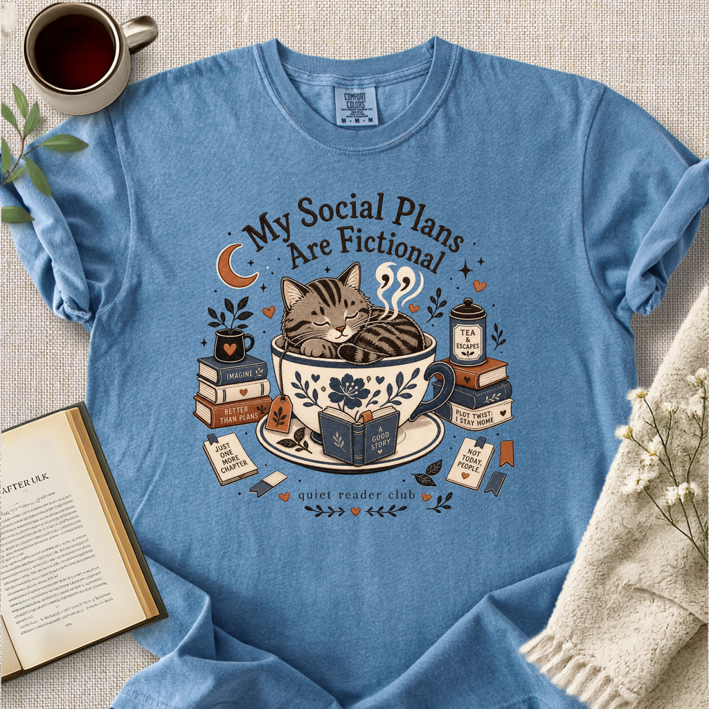 "My Social Plans Are Fictional" Cozy Tee