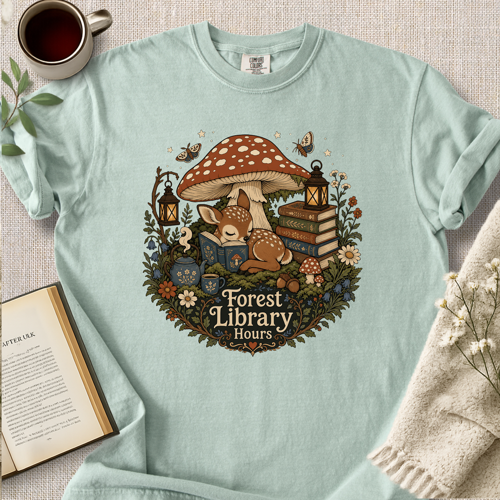 "Forest Library Hours" Cozy Tee