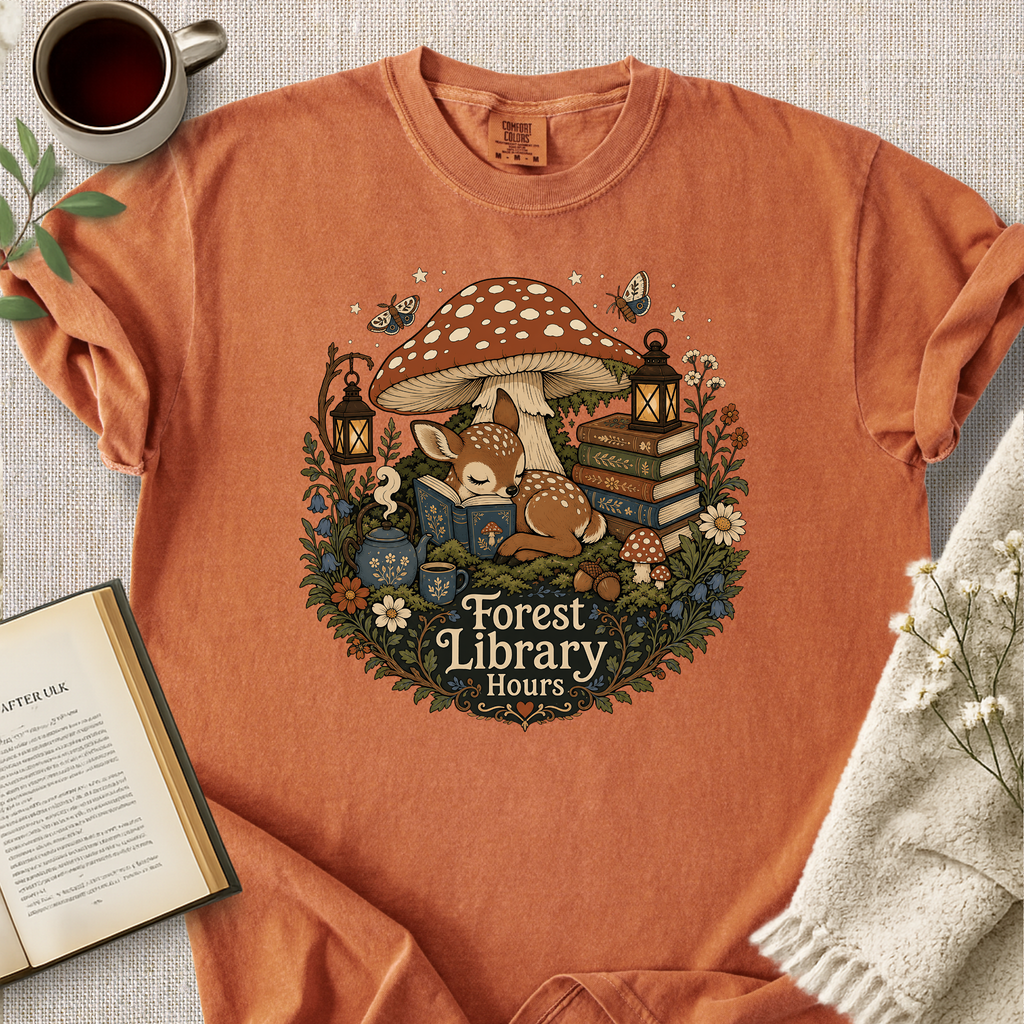 "Forest Library Hours" Cozy Tee