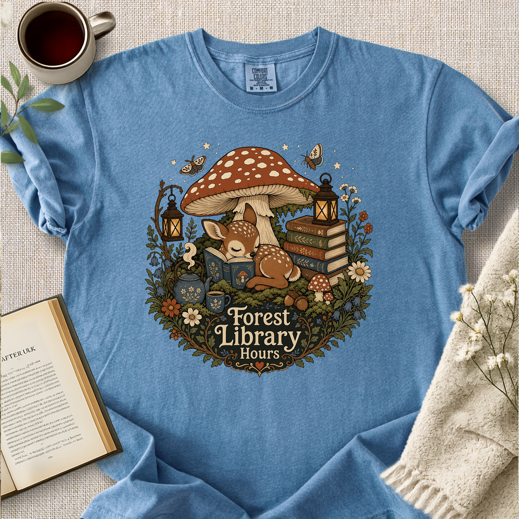 "Forest Library Hours" Cozy Tee
