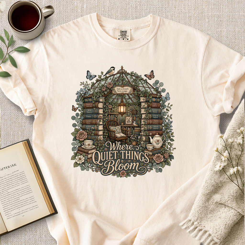 "Where Quiet Things Bloom" Cozy Tee