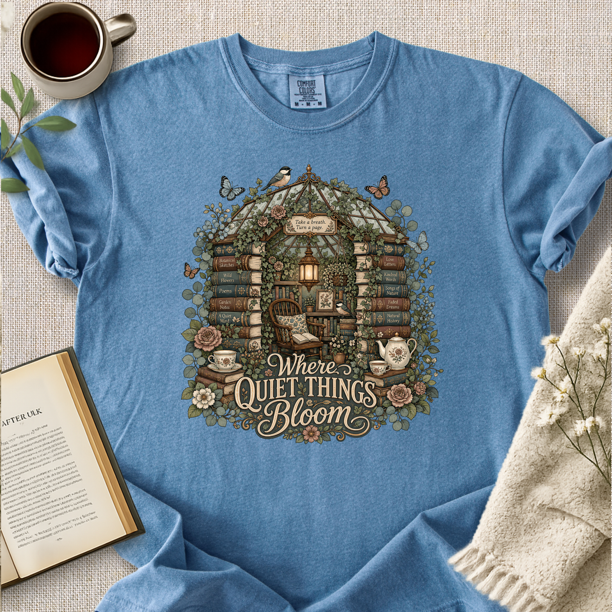 "Where Quiet Things Bloom" Cozy Tee