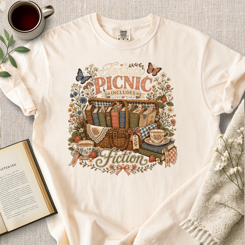 "Today's Picnic Includes Fiction" Cozy Tee