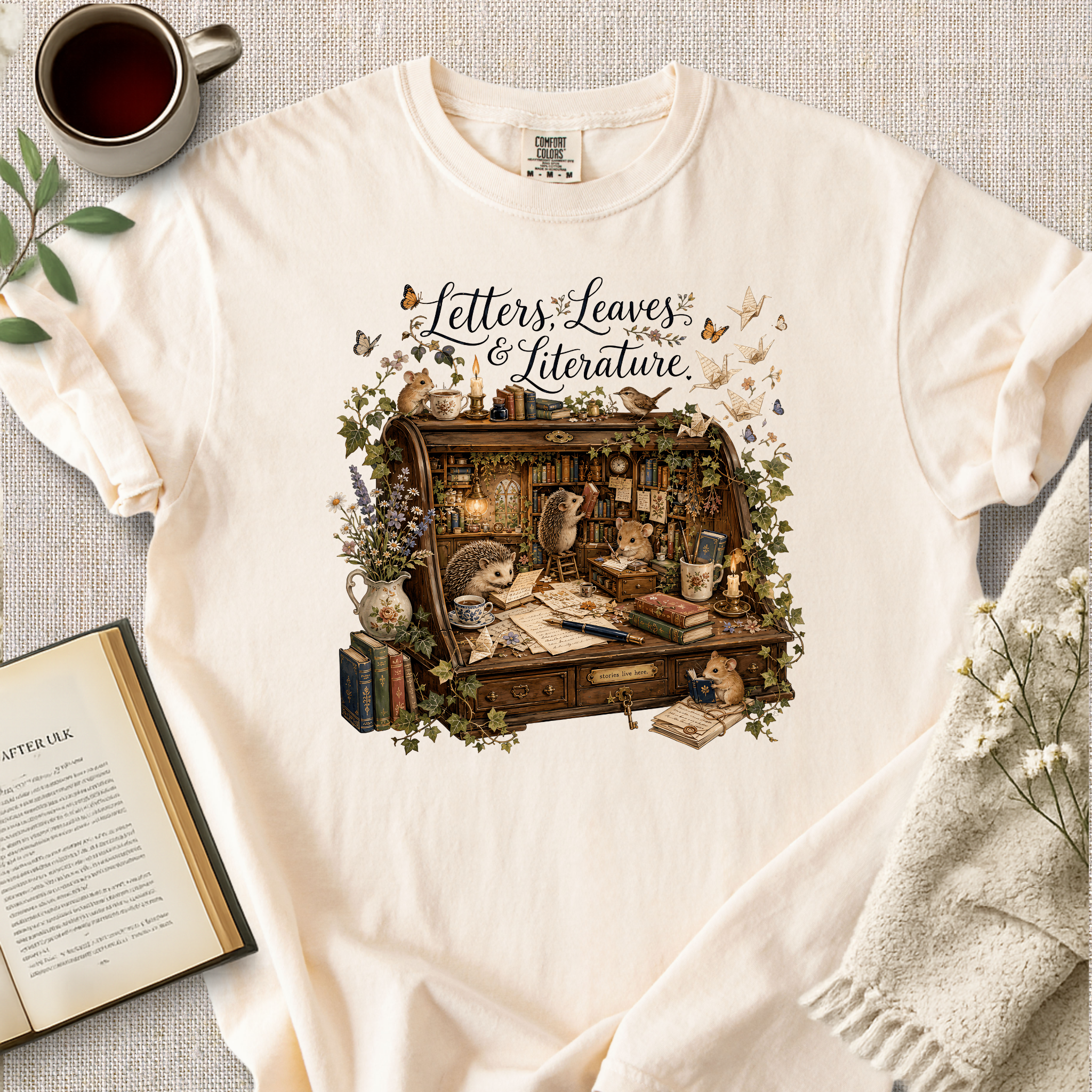 "Letters, Leaves and Literature" Cozy Tee