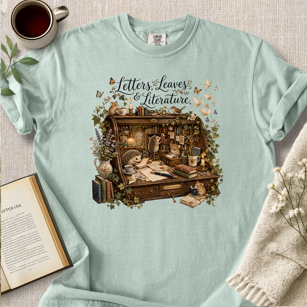 "Letters, Leaves and Literature" Cozy Tee