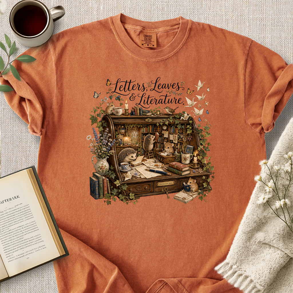 "Letters, Leaves and Literature" Cozy Tee
