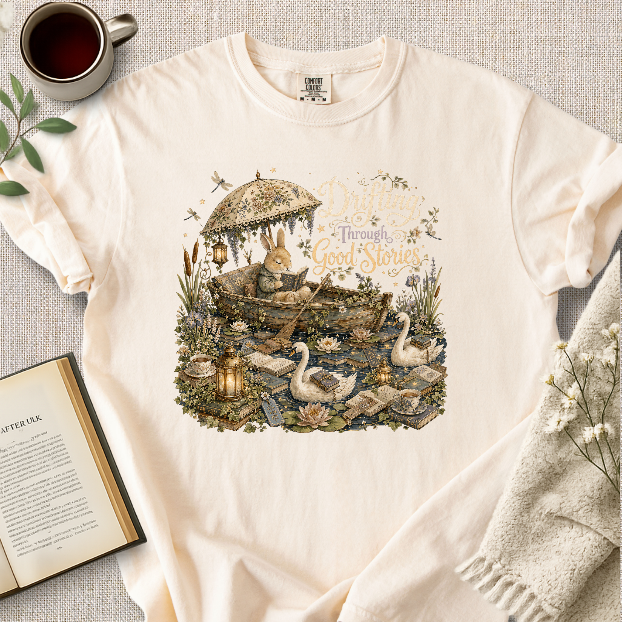 "Drifting Through Good Stories" Cozy Tee
