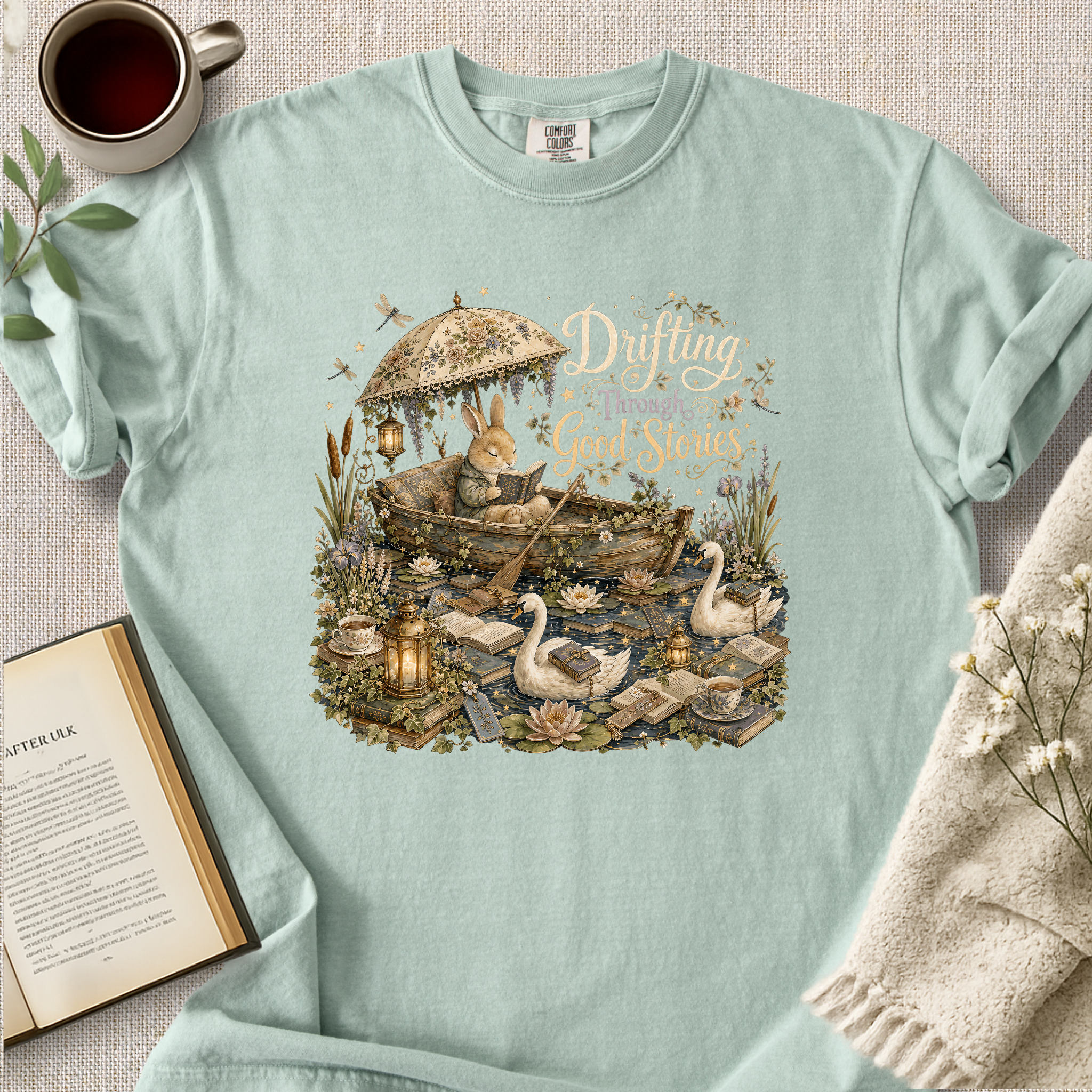 "Drifting Through Good Stories" Cozy Tee