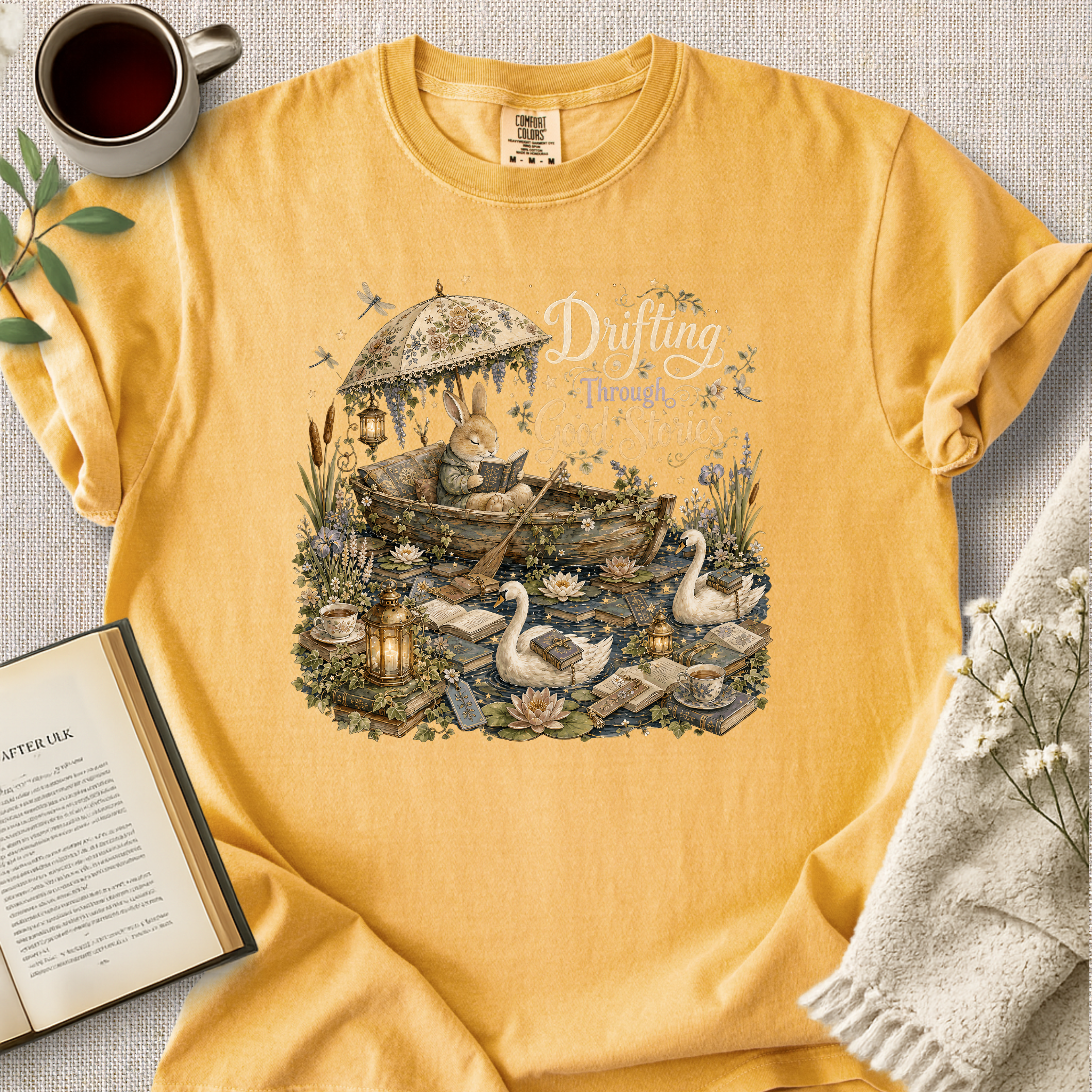 "Drifting Through Good Stories" Cozy Tee