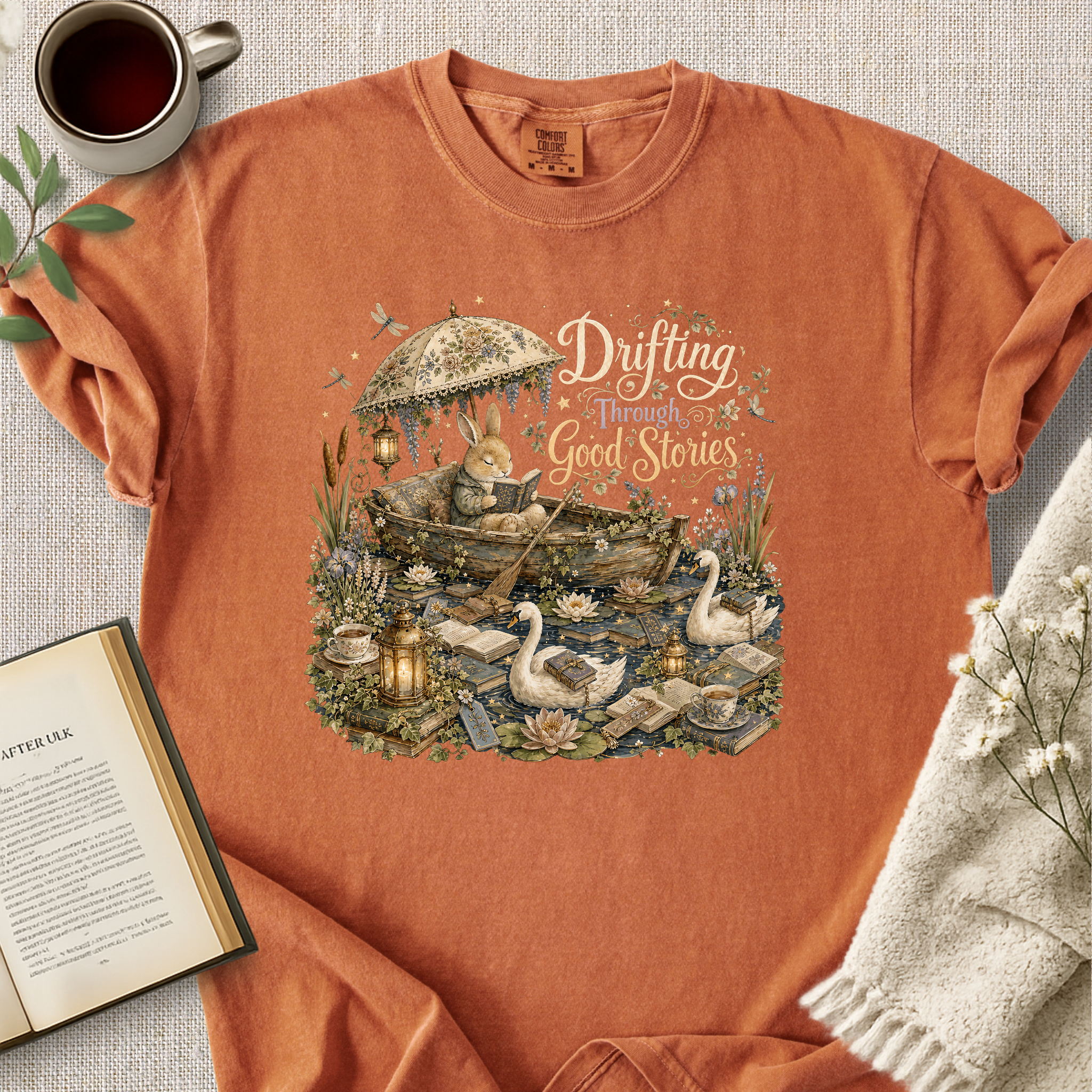 "Drifting Through Good Stories" Cozy Tee