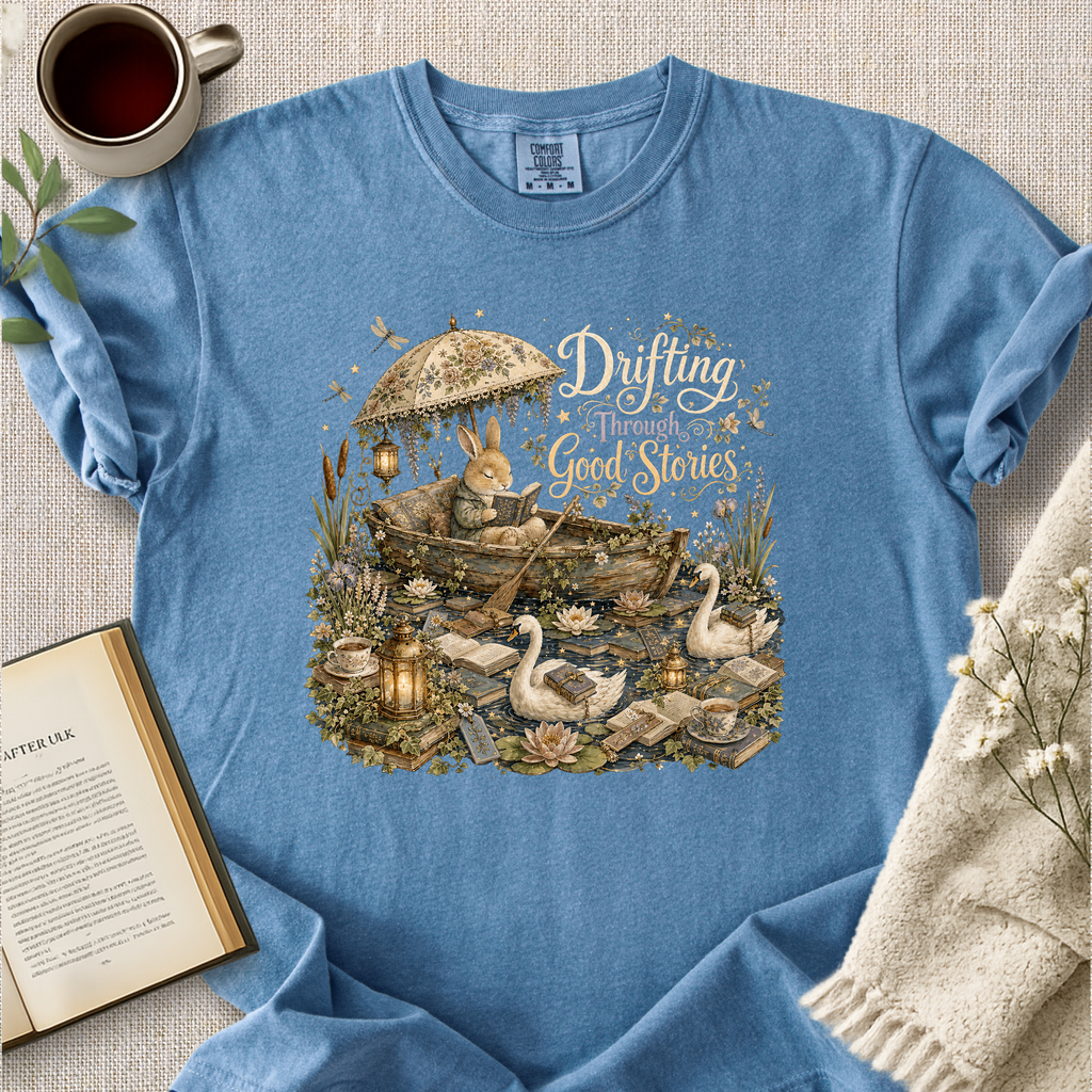 "Drifting Through Good Stories" Cozy Tee