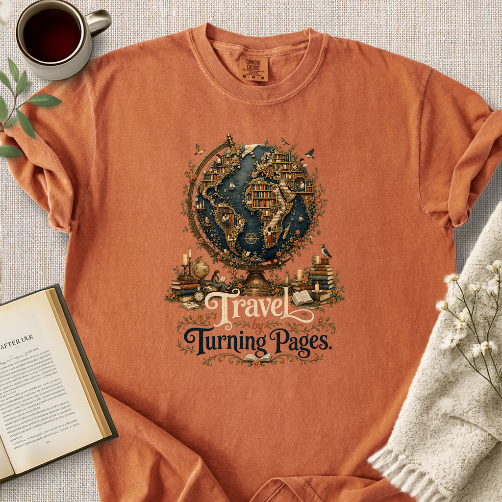 "Travel By Turning Pages" Cozy Tee