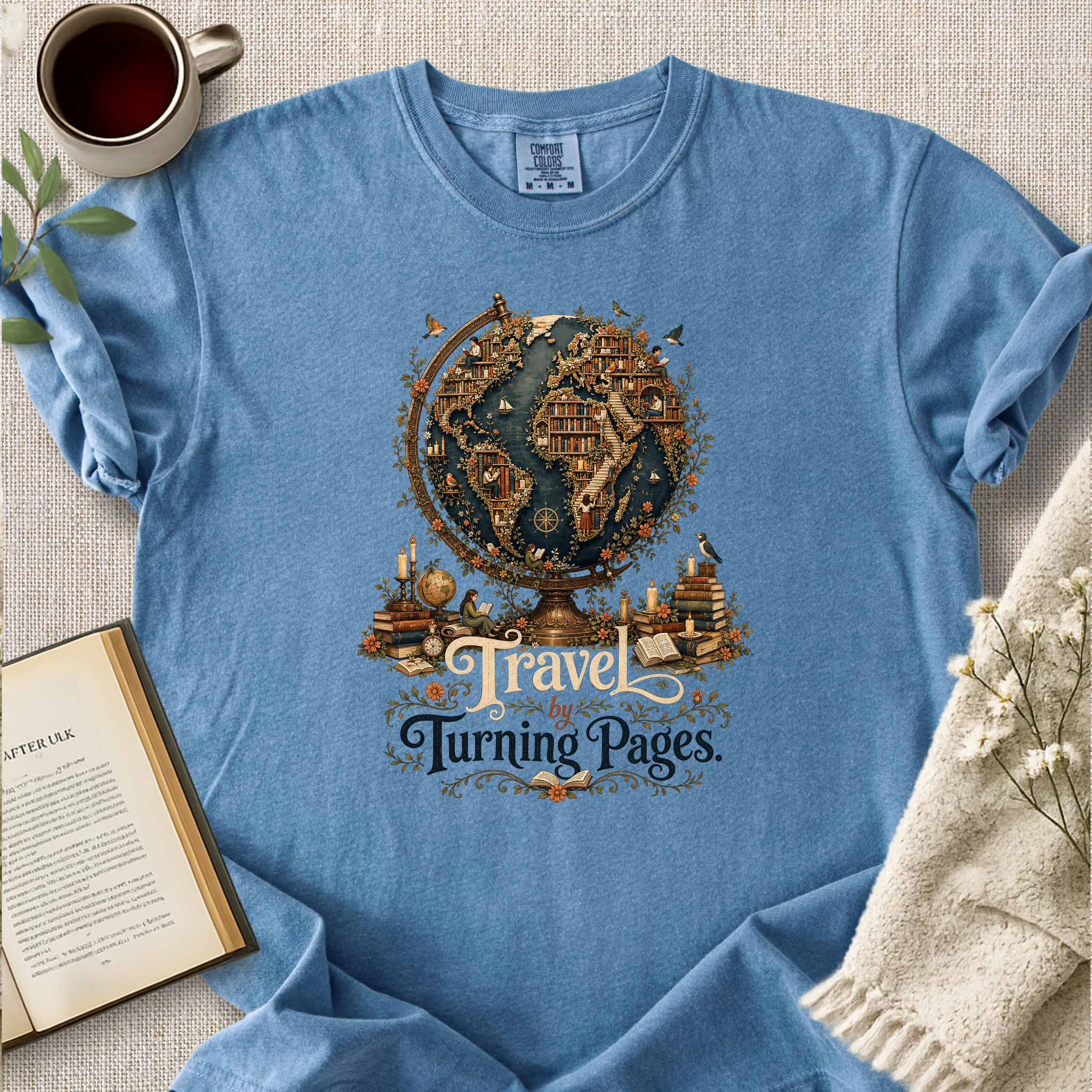 "Travel By Turning Pages" Cozy Tee