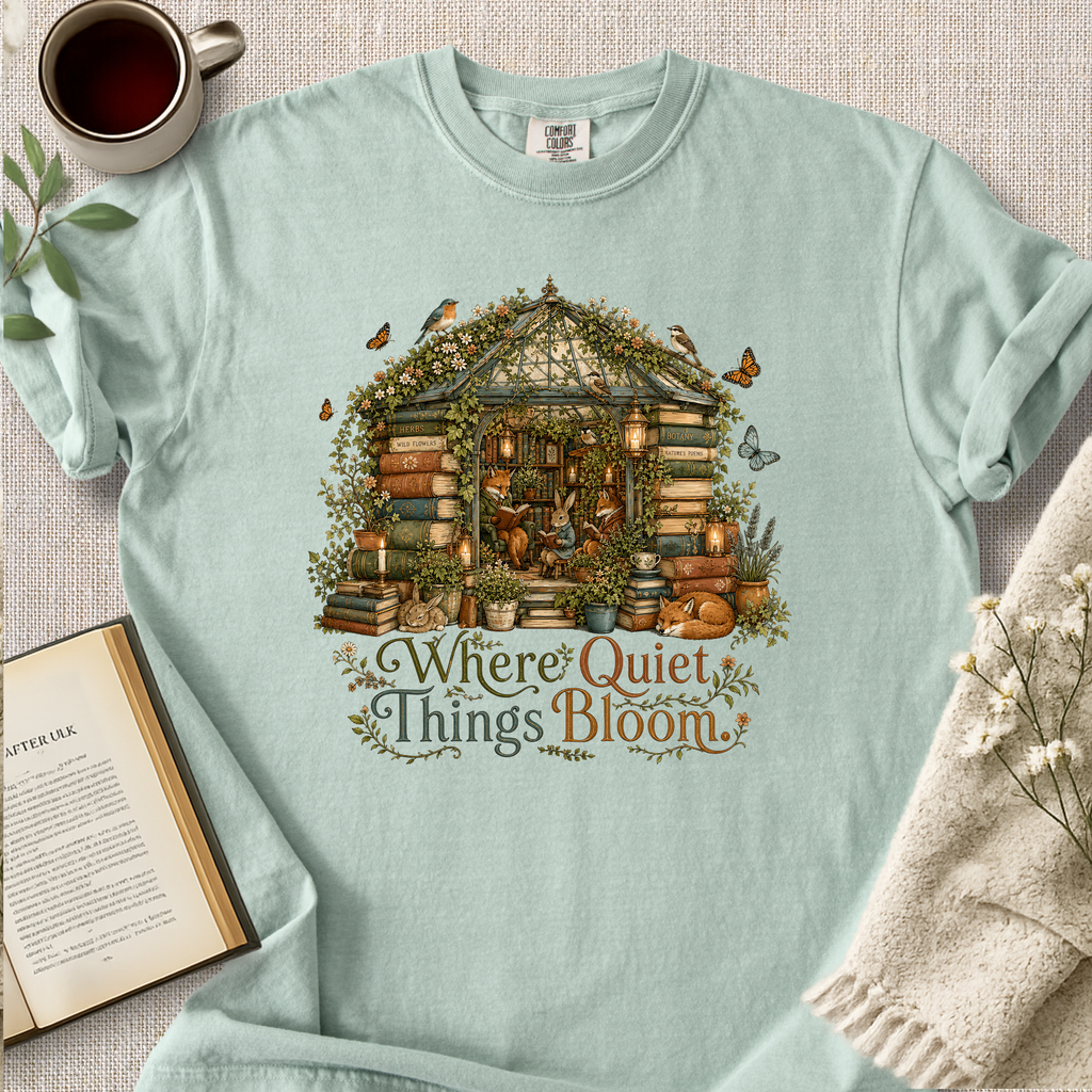 "Where Quiet Things Bloom" Cozy Tee