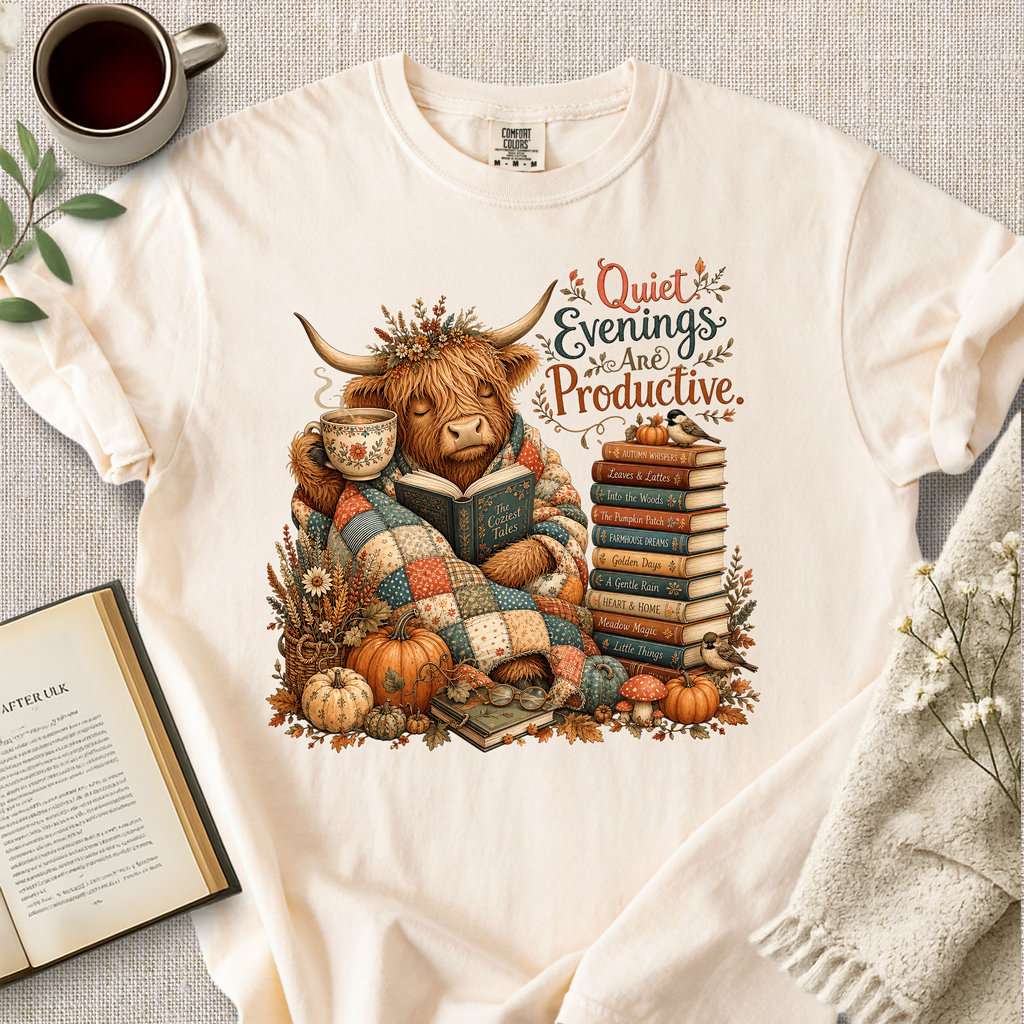 "Quiet Evenings Are Productive" Cozy Tee