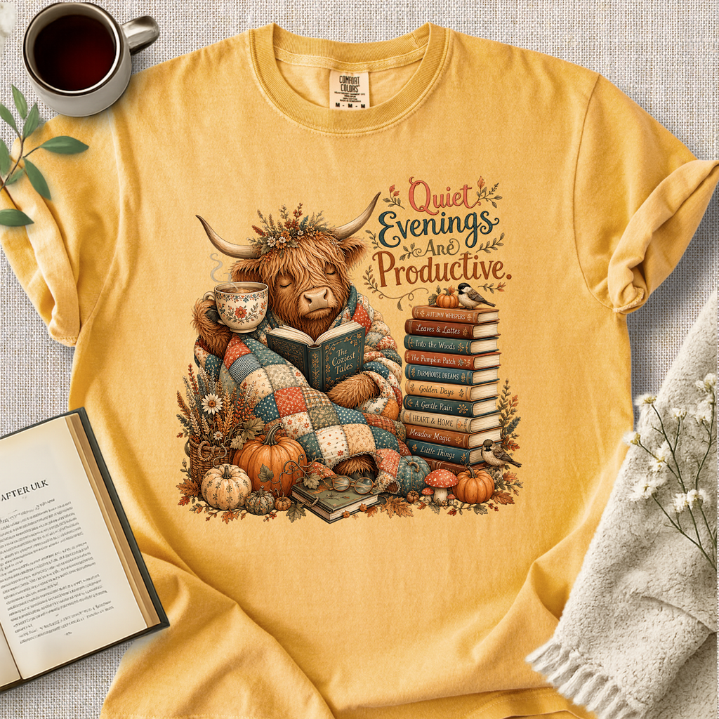 "Quiet Evenings Are Productive" Cozy Tee