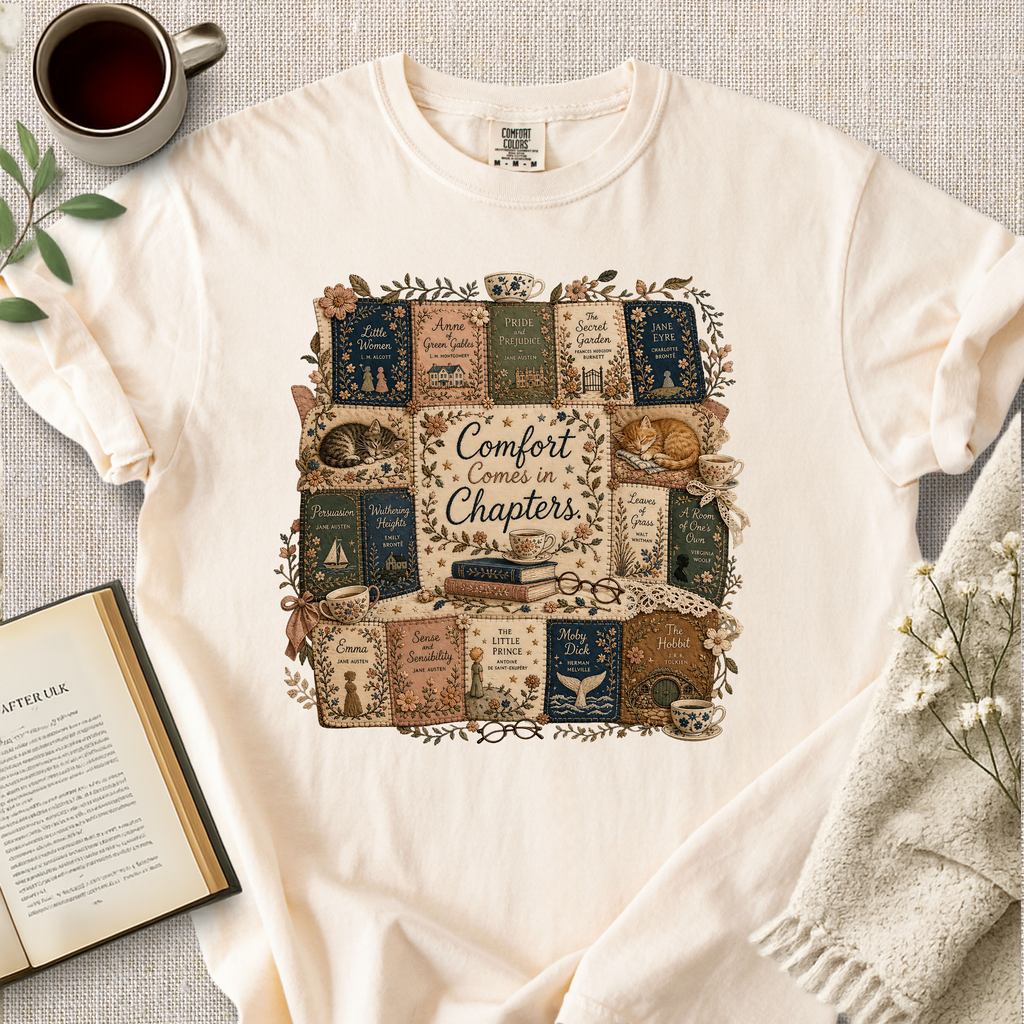 "Comfort Comes In Chapters" Cozy Tee